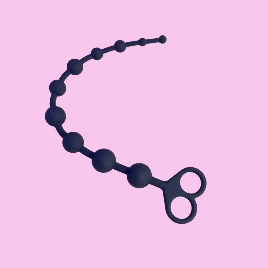 Flexible black anal beads.