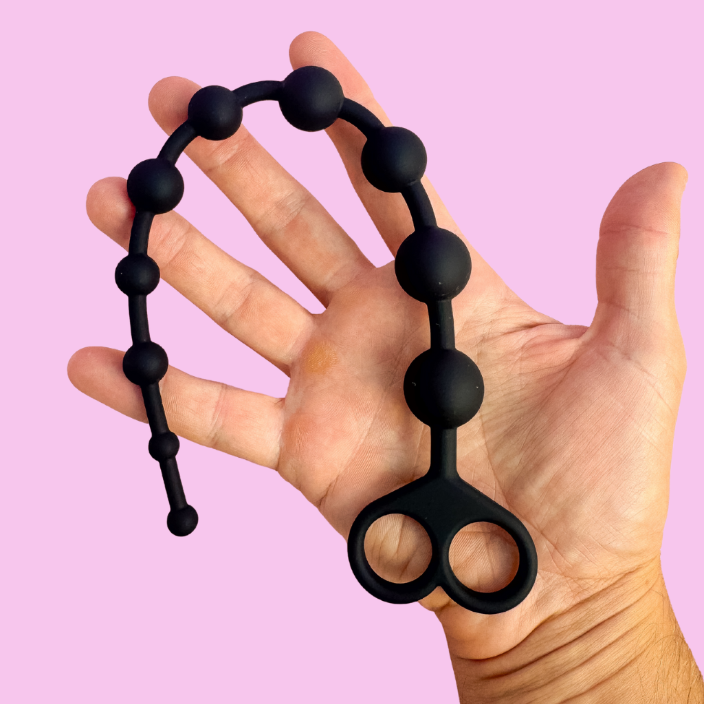 Black anal beads for females and men. 