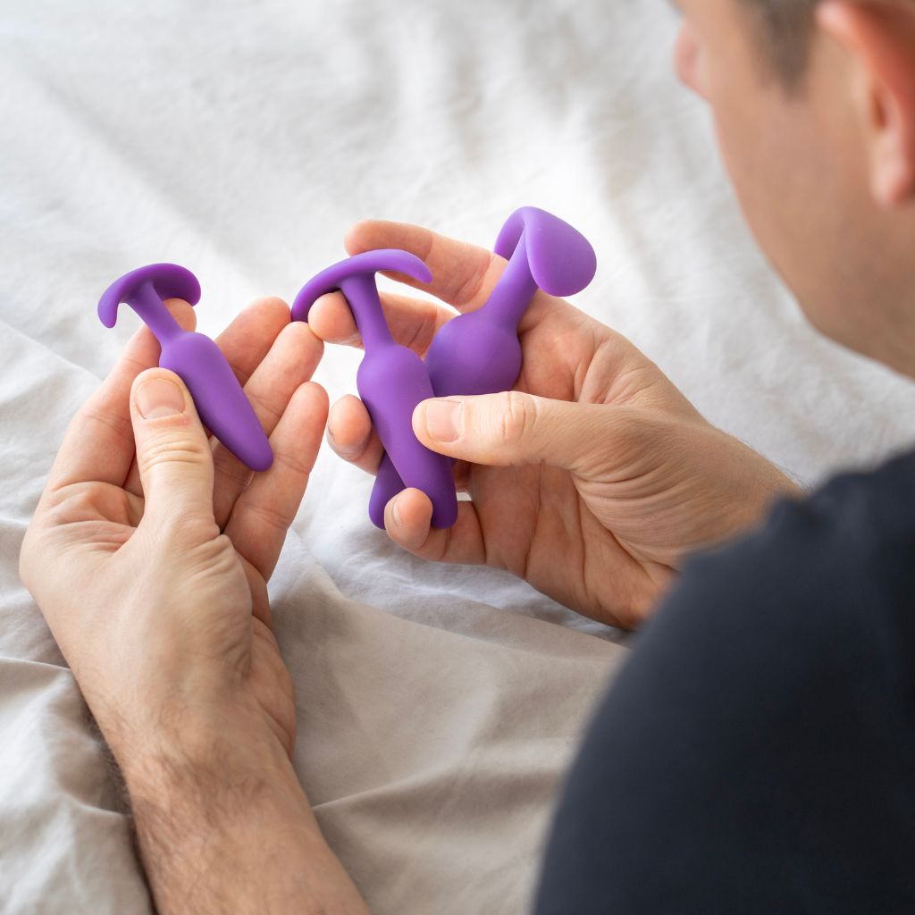 butt plug training kit in purple great for anal training with discreet delivery.