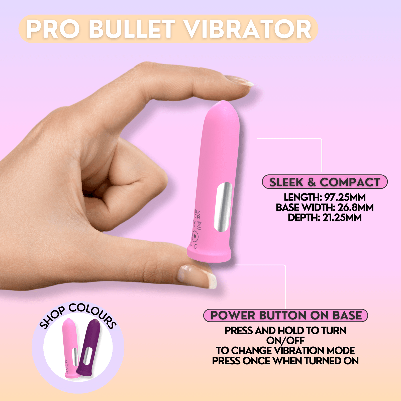 close-up of body-safe silicone bullet vibrator by Nirobi