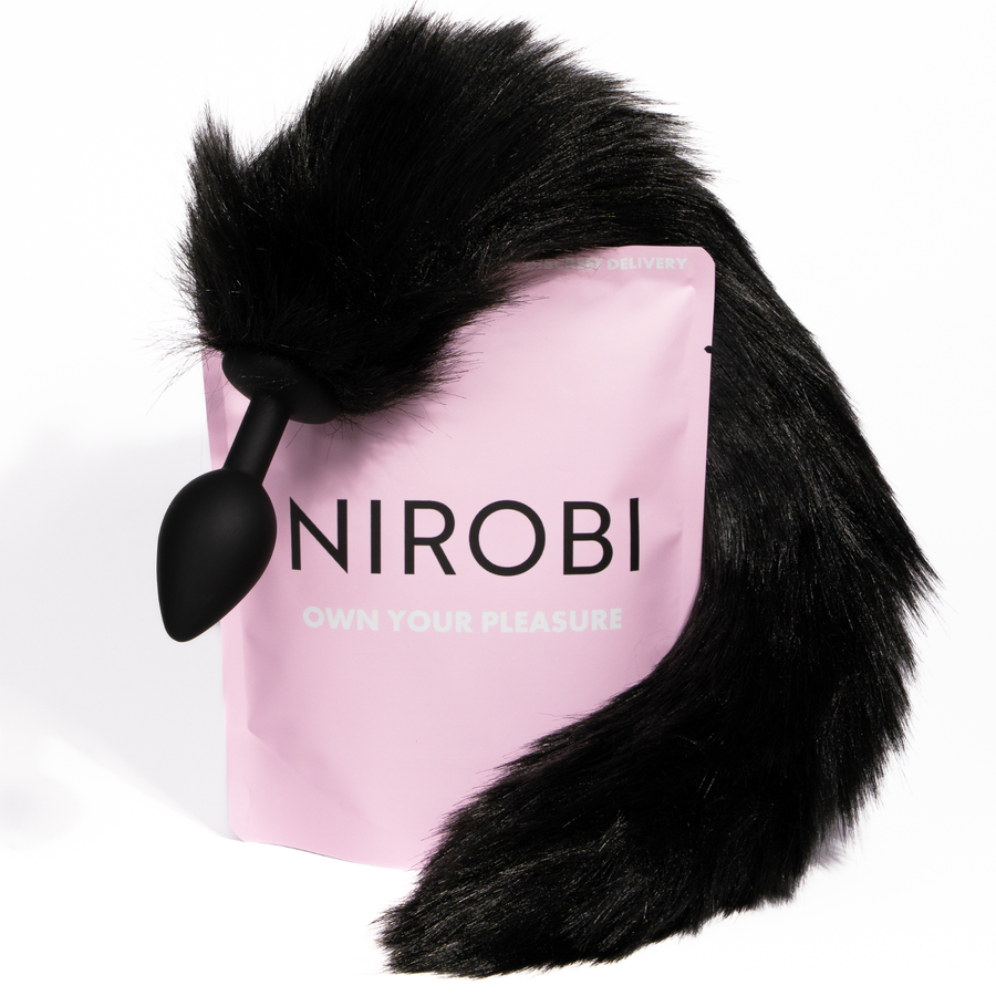 Plug anal queue de renard noire – Jouet anal en silicone souple pour jeu de rôle
