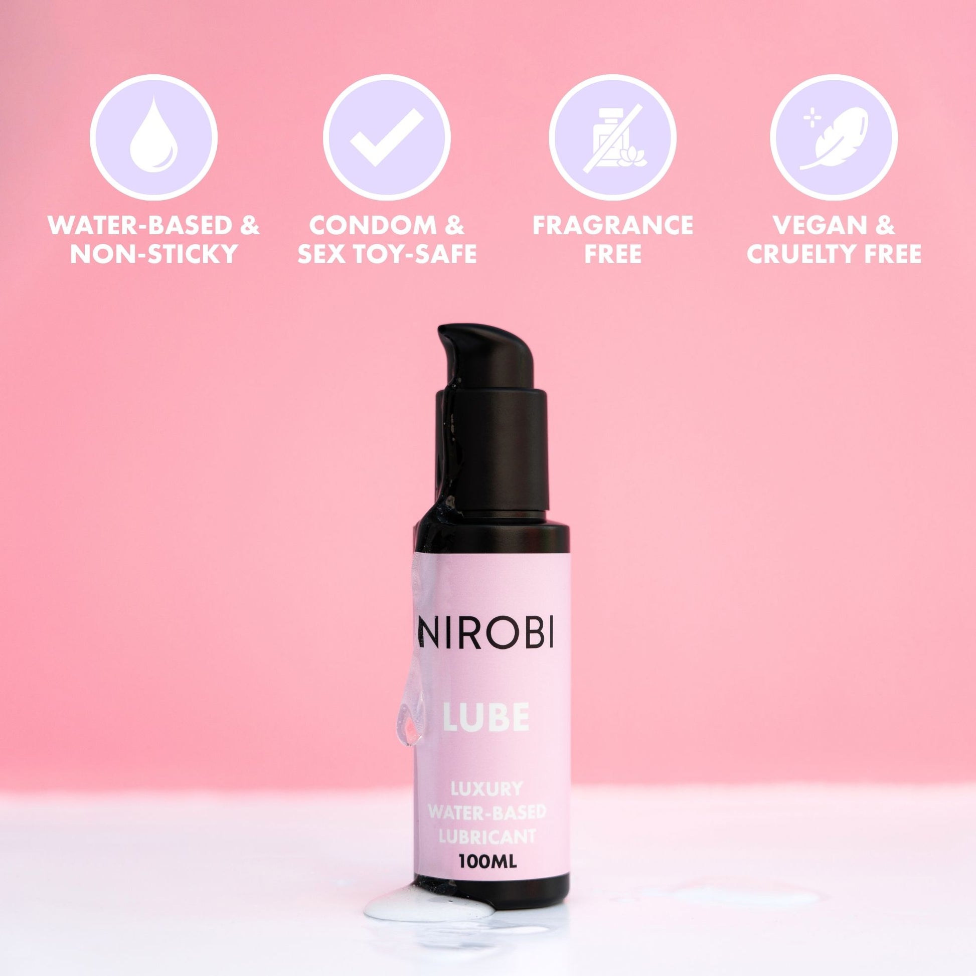 Luxury Nirobi water based lube lubricant bottle for silky smooth glide