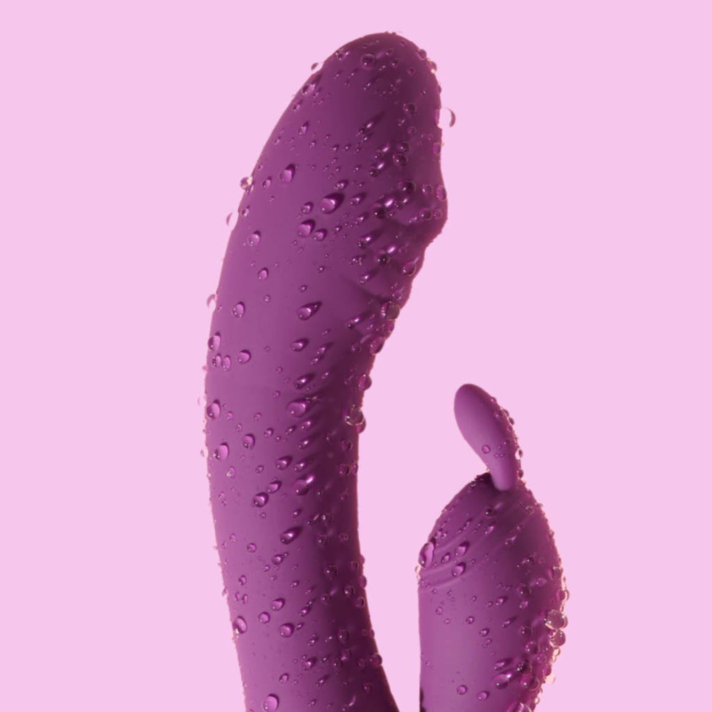 Waterproof rabbit vibrator for females and partner play. 